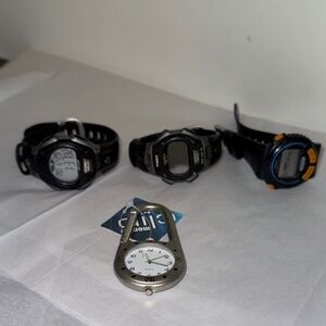 Timex Digital Smartwatch Trio - Black and Silver Accents & clip watch. Set 4